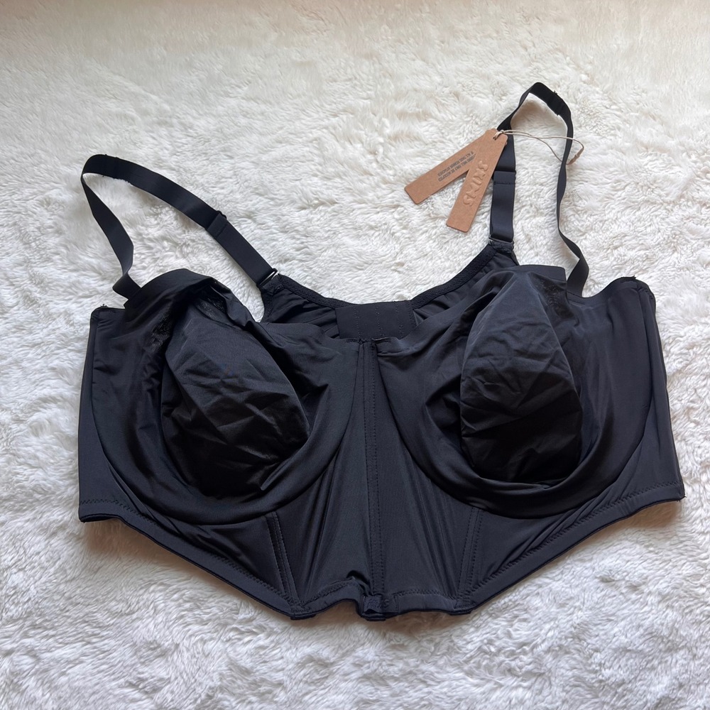 SKIMS Women's Onyx Black Corset Balconette Bra CR-BRA-3240 Size 46D NWT